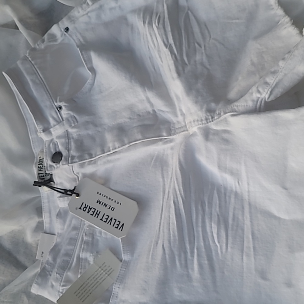 Velvet Heart Denim White High Waist Shorts.